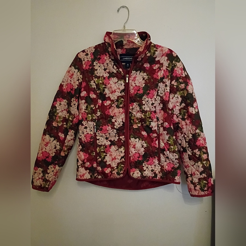 Lands' End‎ Primaloft Women's Floral Quilted Jacket Sz M
